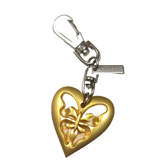 St John Gold Tone Heart Butterfly Cut Out Design Purse Clip - Picture 1 of 5